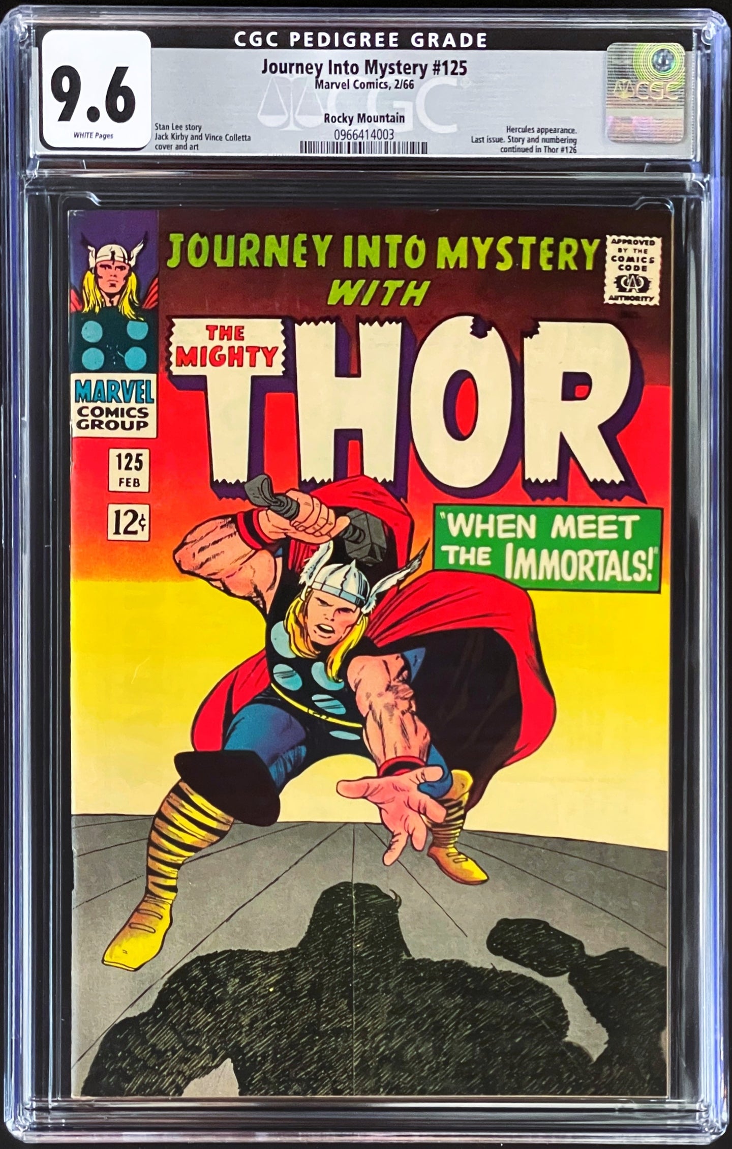Journey Into Mystery #125 CGC 9.6 PEDIGREE 1966 Marvel Comics