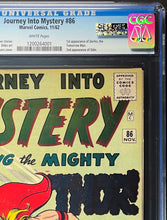 Load image into Gallery viewer, Journey Into Mystery #86 CGC 9.4 White Pages 1962 Marvel Comics (QES Certified)