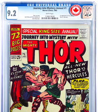 Load image into Gallery viewer, Journey Into Mystery Annual #1 CGC 9.2 White Pages 1965 Marvel Comics Thor #251 CGC 9.2 WP Lot (2)