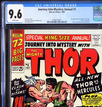 Load image into Gallery viewer, Journey Into Mystery Annual #1 CGC 9.6 White Pages 1965 Marvel Comics 1st Appearance Hercules