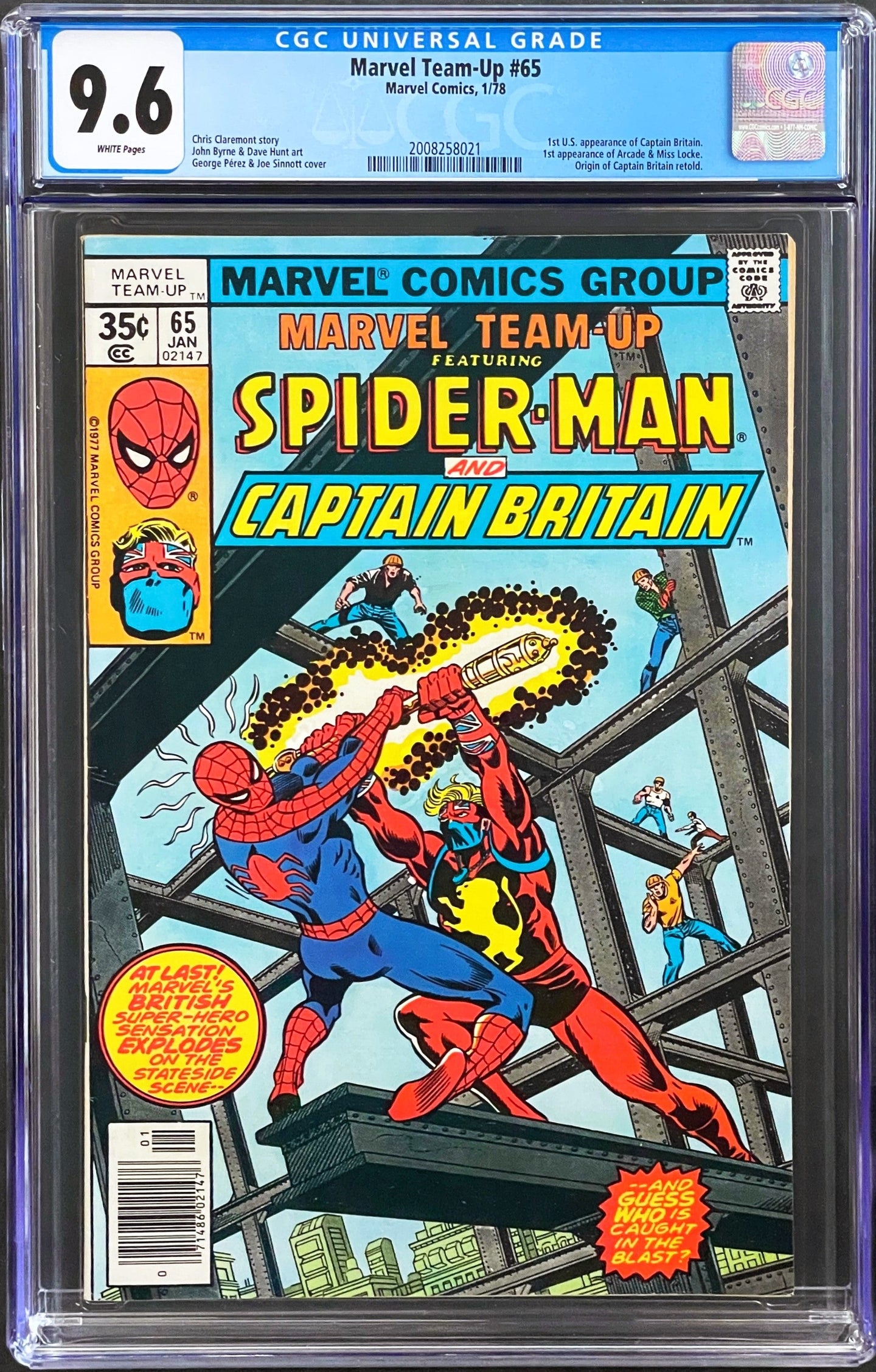 MARVEL TEAM-UP #65 CGC 9.6 WHITE PAGES 💎 1st U.S. CAPTAIN BRITAIN (8021)