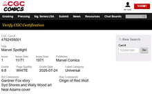 Load image into Gallery viewer, Marvel Spotlight #1 CGC 9.8 White Pages 1971 Marvel Comics Red Wolf Origin &amp; 1st Appearance Neal Adams Cover
