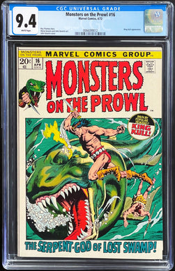 Monsters on the Prowl #16 CGC 9.4 White Pages 1st Appearance Thulsa Doom 1972 Marvel Comics