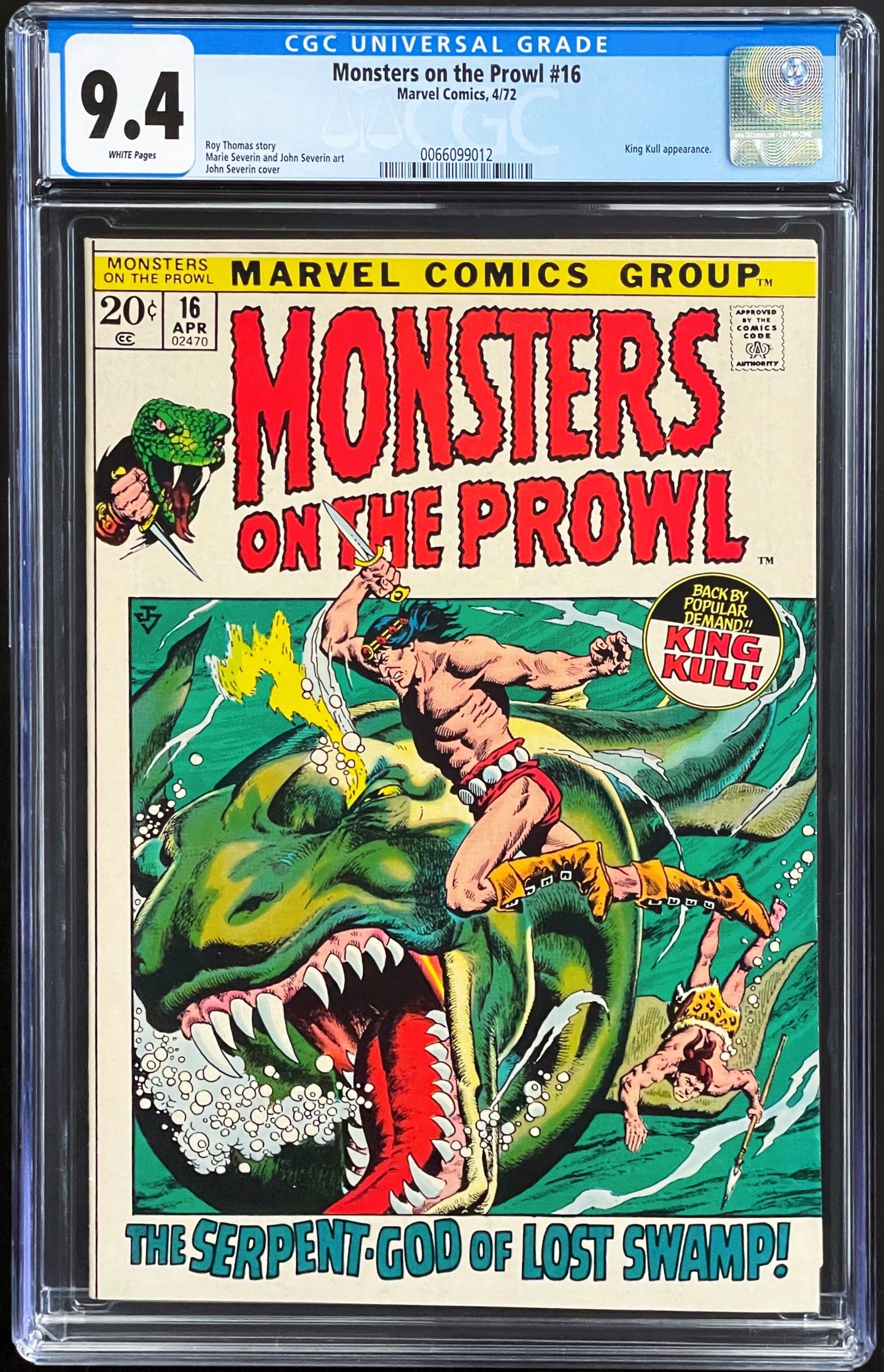 Monsters on the Prowl #16 CGC 9.4 White Pages 1st Appearance Thulsa Doom 1972 Marvel Comics