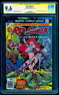 RED SONJA #1 CGC 9.6 SS WHITE PAGES 💎 SIGNED ROY THOMAS
