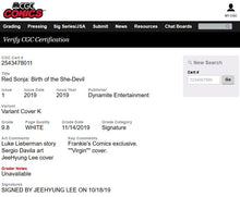 Load image into Gallery viewer, RED SONJA BIRTH OF THE SHE-DEVIL #1 CGC 9.8 SS VIRGIN VARIANT 💎 SIGNED JEEHYUNG LEE