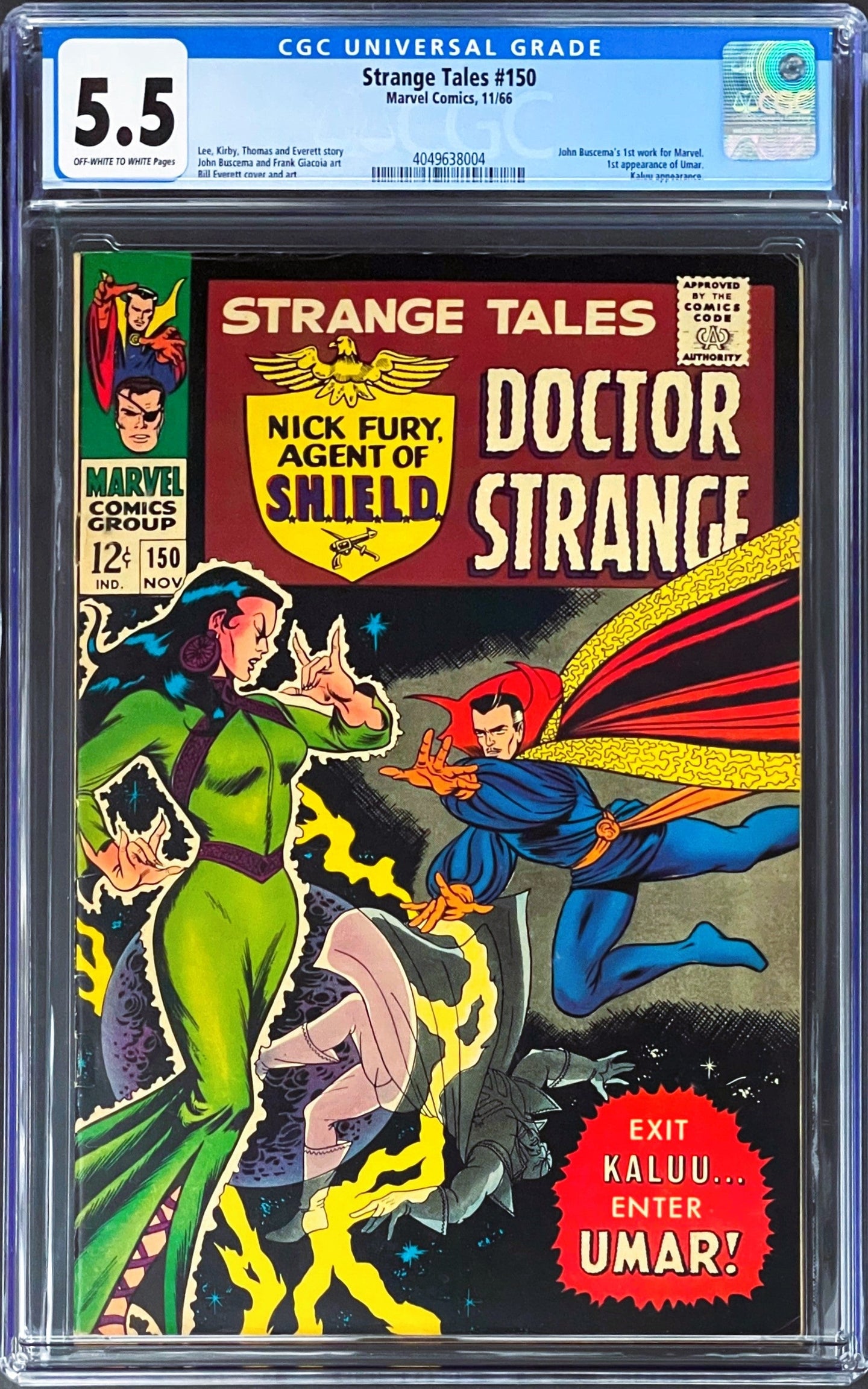 STRANGE TALES #150 CGC 5.5 OW WHITE PAGES 🔥 1st UMAR (UNPRESSED)