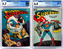 Load image into Gallery viewer, Superman #23 #26 CGC 1943 1944 DC Comics Classic WWII Nazi Covers Set (2)
