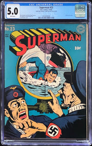 Superman #23 CGC 5.0 WHITE 1943 DC Classic War Cover WWII Nazi