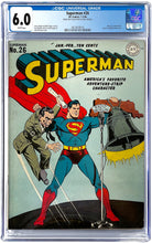 Load image into Gallery viewer, Superman #26 CGC 6.0 White Pages 1944 DC Comics Classic WWII Cover