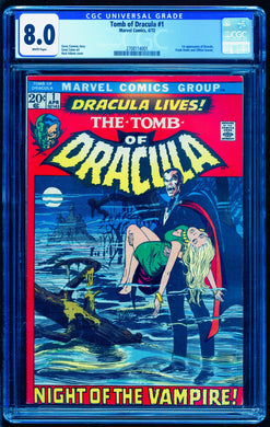 TOMB OF DRACULA #1 CGC 8.0 WHITE PAGES 💎 1st APPEARANCE