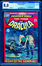 Load image into Gallery viewer, Tomb of Dracula #1 CGC 8.0 White Pages 1972 Marvel Comics 1st Appearance Dracula