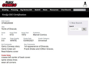 TOMB OF DRACULA #1 CGC 9.0 WHITE PAGES 💎 UNPRESSED (8008)