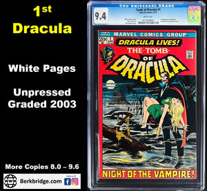 TOMB OF DRACULA #1 CGC 9.4 WHITE PAGES 💎 UNPRESSED (4007)