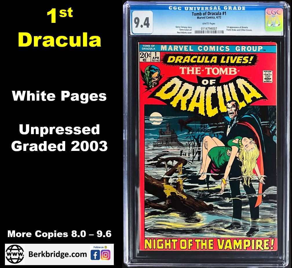 TOMB OF DRACULA #1 CGC 9.4 WHITE PAGES 💎 UNPRESSED (4007)
