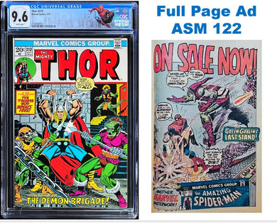 Thor #213 CGC 9.6 White Pages 1973 Marvel Amazing Spider-Man 122 Full Page Ad