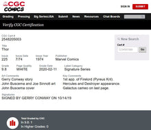 Load image into Gallery viewer, Thor #225 CGC 9.8 SS Signed Gerry Conway 1974 Marvel Comics 1st App FIRELORD