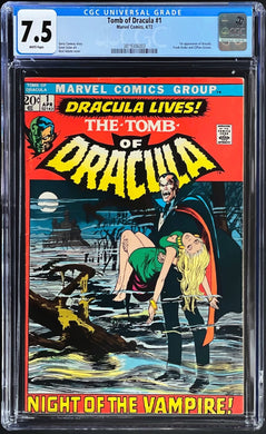 Tomb of Dracula #1 CGC 7.5 White Pages 1972 Marvel Comics 1st Appearance