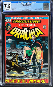 Tomb of Dracula #1 CGC 7.5 White Pages 1972 Marvel Comics 1st Appearance