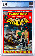 Load image into Gallery viewer, Tomb of Dracula #1 CGC 8.0 White Pages 1972 Marvel Comics 1st Appearance Dracula