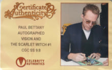 Load image into Gallery viewer, VISION AND THE SCARLET WITCH #1 CGC 9.8 SS WHITE PAGES 🔥 SIGNED PAUL BETTANY