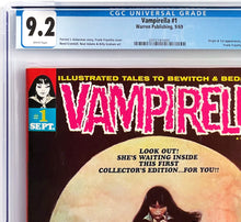 Load image into Gallery viewer, Vampirella #1 CGC 9.2 White Pages (1969 Warren) Origin &amp; 1st Appearance Vampirella FRANK FRAZETTA Cover