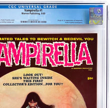 Load image into Gallery viewer, Vampirella #1 CGC 9.2 White Pages (1969 Warren) Origin &amp; 1st Appearance Vampirella FRANK FRAZETTA Cover