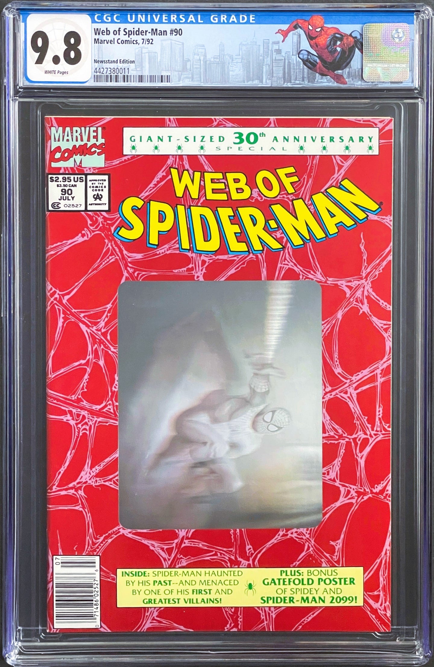 WEB OF SPIDER-MAN #90 CGC 9.8 WHITE PAGES 💎 NEWSSTAND EDITION CUSTOM LABEL