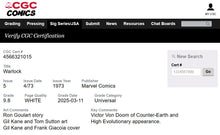 Load image into Gallery viewer, Warlock #5 CGC 9.8 White Pages 1973 Marvel Comics 1st Appearance Victor Von Doom