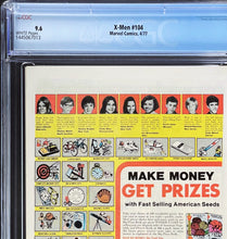 Load image into Gallery viewer, X-MEN #104 CGC 9.6 WHITE PAGES 💎 MARK JEWELERS INSERT