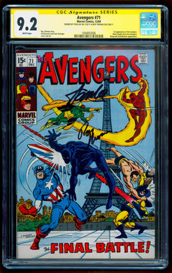 AVENGERS #71 CGC 9.2 SS WHITE PAGES 💎 STAN LEE & ROY THOMAS SIGNED