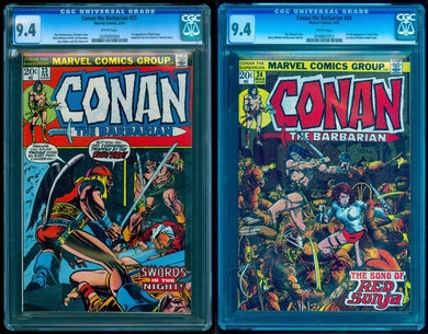 CONAN THE BARBARIAN #23 & #24 CGC 9.4 WHITE PAGES 🔥 UNPRESSED 1st RED SONJA SET