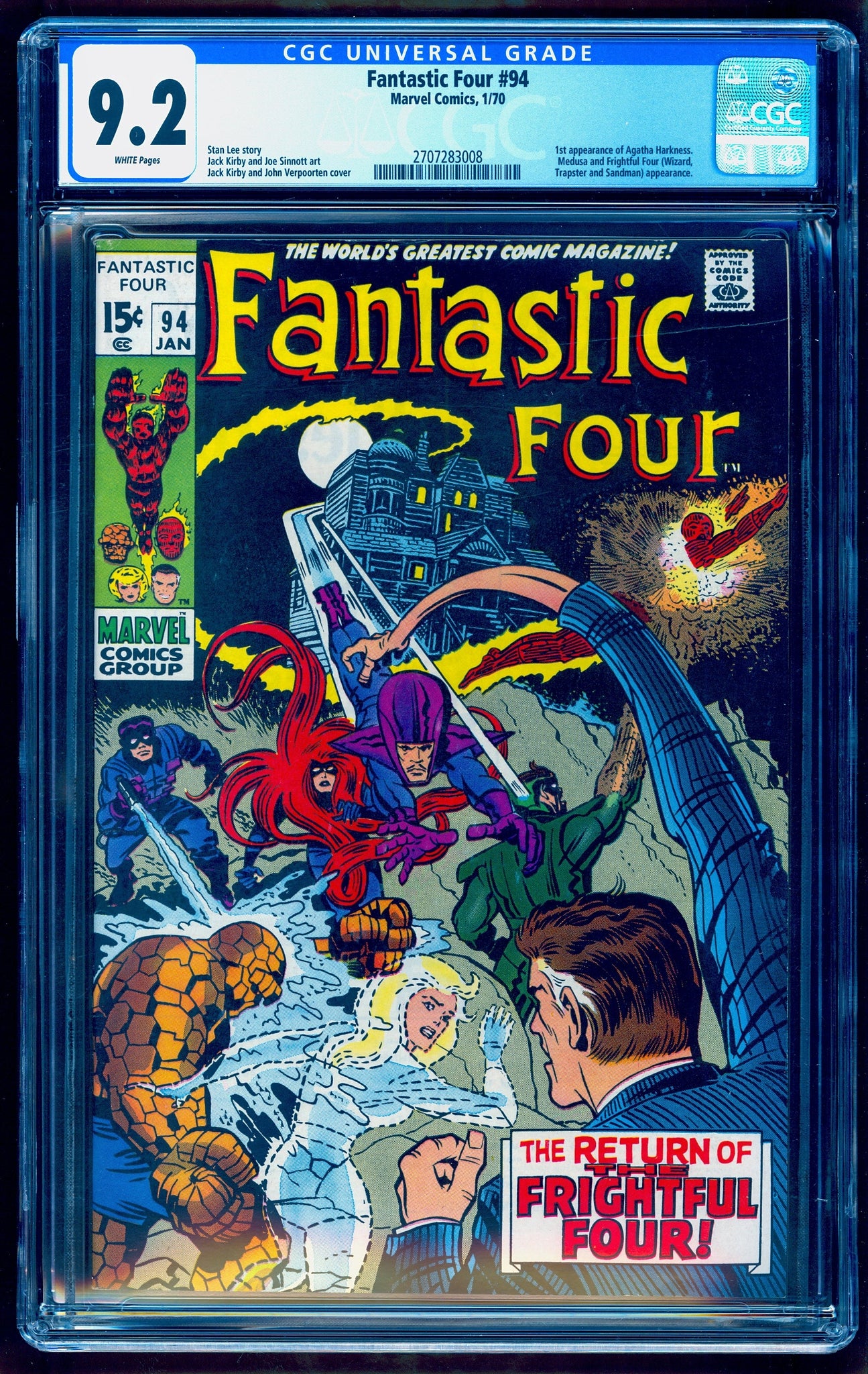 FANTASTIC FOUR 94 CGC 9.2 WHITE PAGES 💎 1st AGATHA HARKNESS
